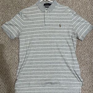 Heather Gray and White Stripe Men’s Polo